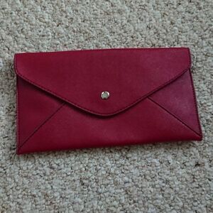 Burgundy envelope clutch with chain